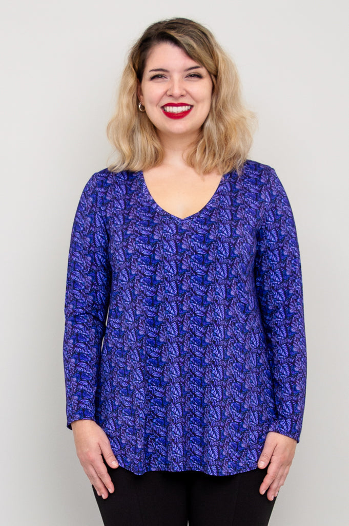 Jackie L/S Top, Midnight Leaves, Bamboo - Final Sale