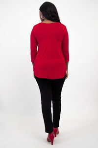 Jackie 3/4 Top, Lipstick, Bamboo
