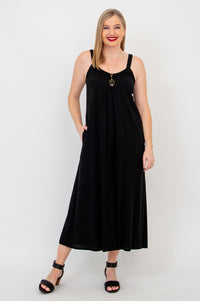 Joanna Jumpsuit, Black, Linen Bamboo