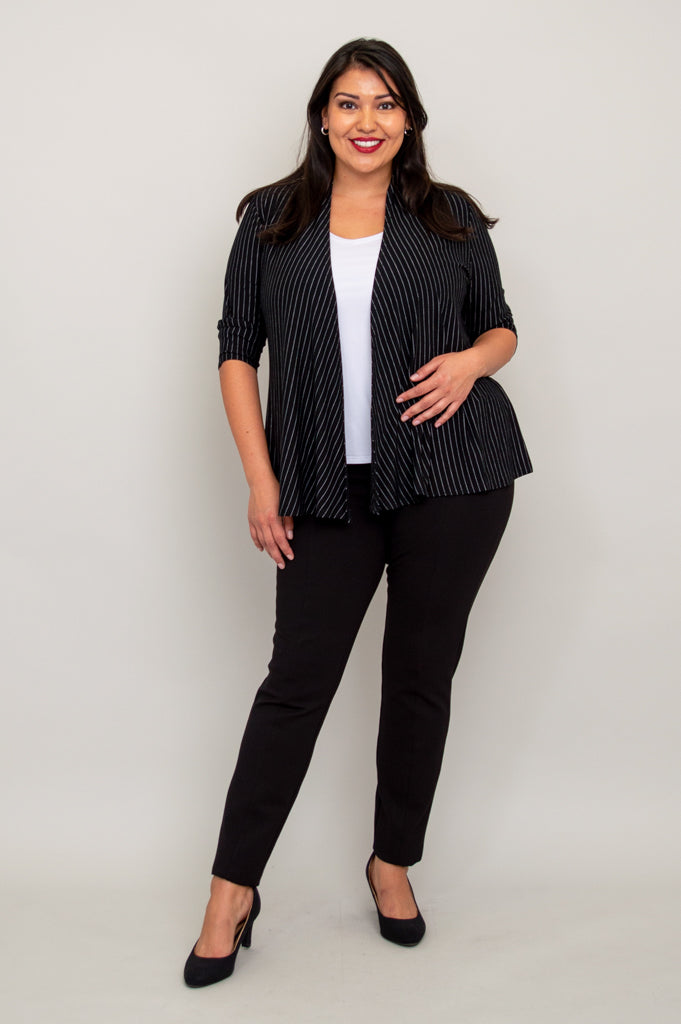 Kathy Jacket, BW Pin Stripe, Bamboo- Final Sale