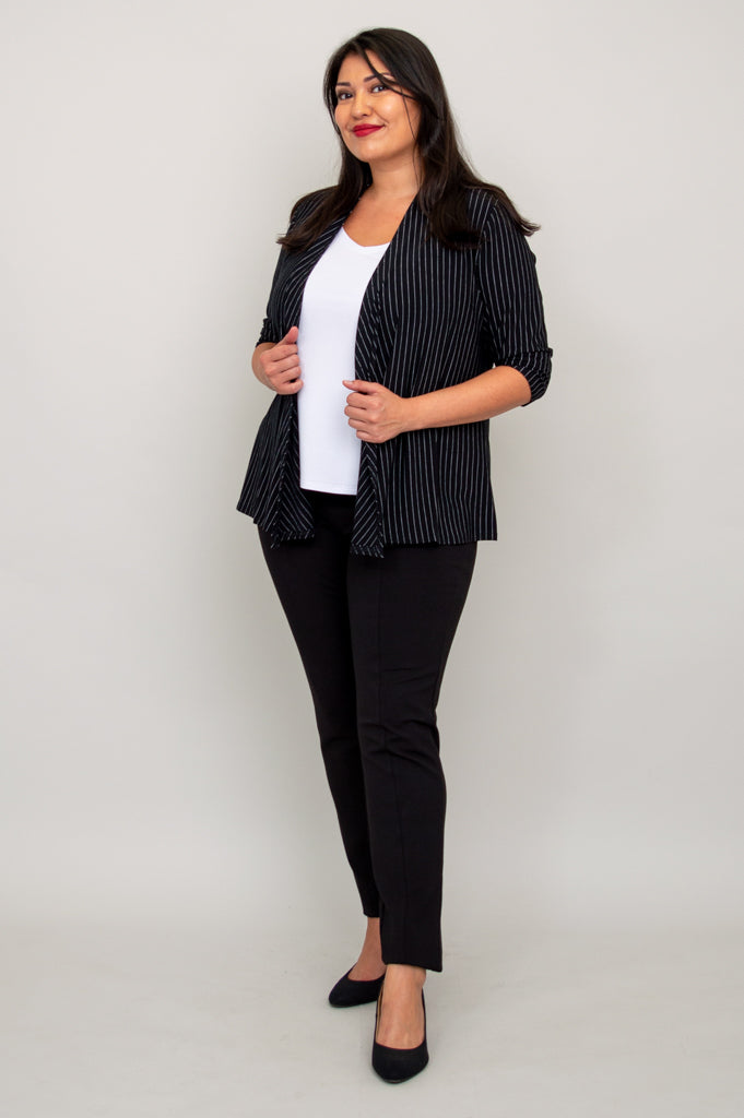Kathy Jacket, BW Pin Stripe, Bamboo- Final Sale