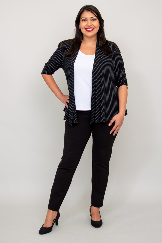 Kathy Jacket, BW Pin Stripe, Bamboo- Final Sale