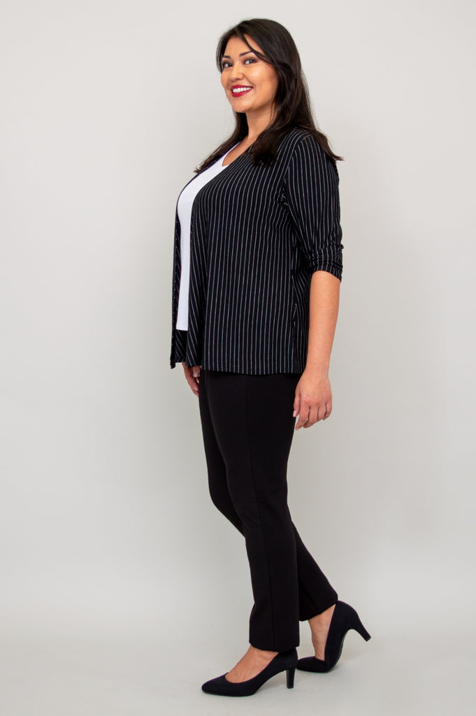 Kathy Jacket, BW Pin Stripe, Bamboo- Final Sale