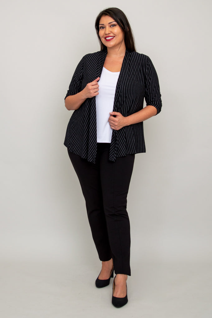 Kathy Jacket, BW Pin Stripe, Bamboo- Final Sale