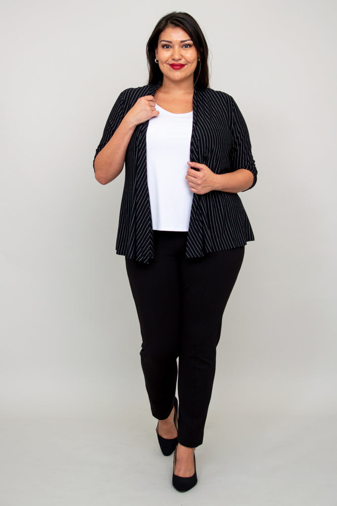 Kathy Jacket, BW Pin Stripe, Bamboo- Final Sale