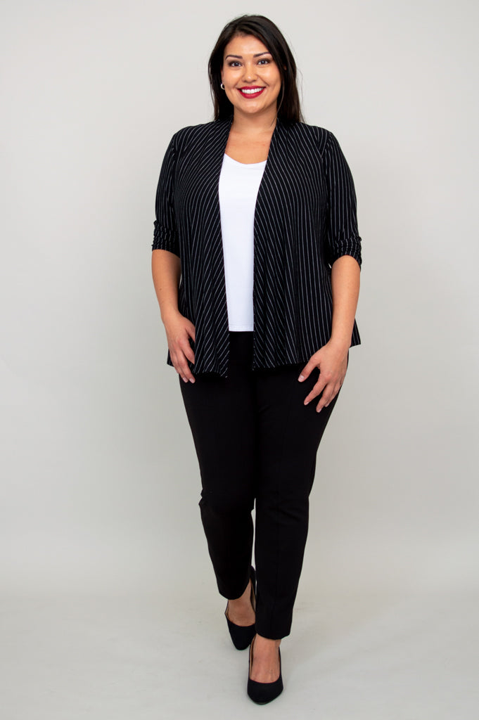 Kathy Jacket, BW Pin Stripe, Bamboo- Final Sale