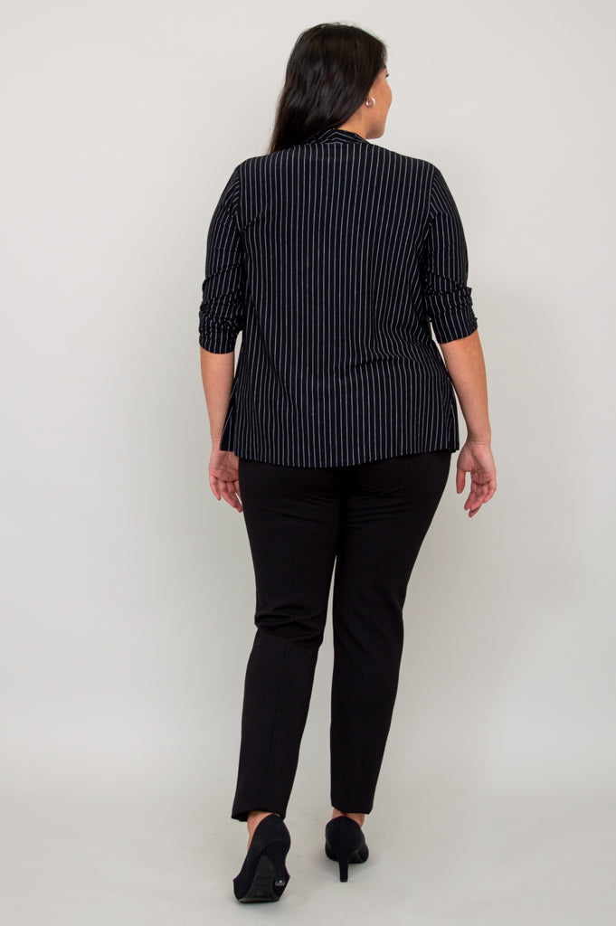 Kathy Jacket, BW Pin Stripe, Bamboo- Final Sale
