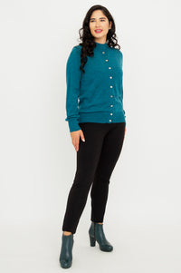 Kitten Cardigan,  Soft Teal, Merino Wool