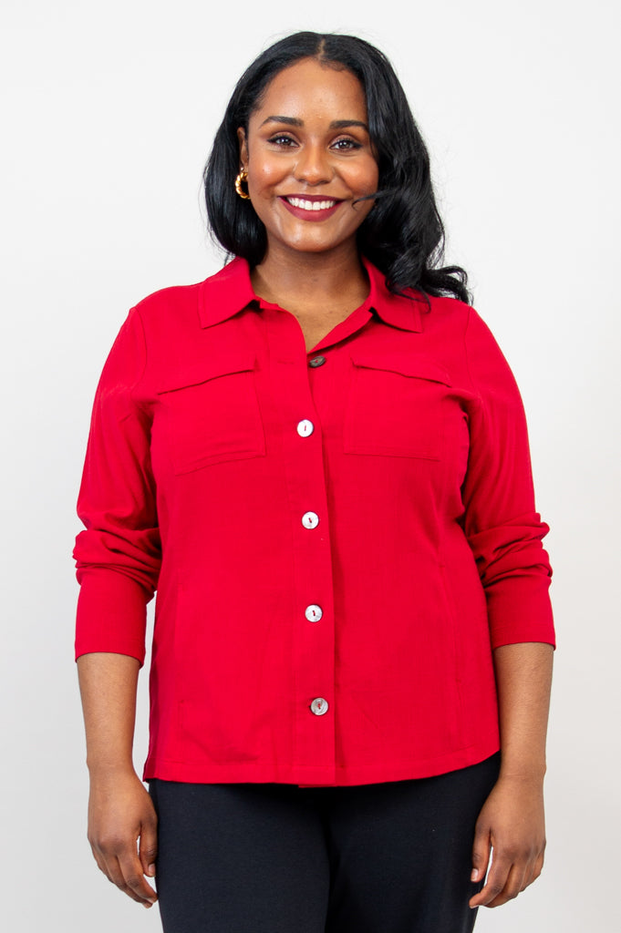 Lauren Jacket, Lipstick, Linen Bamboo - Final Sale