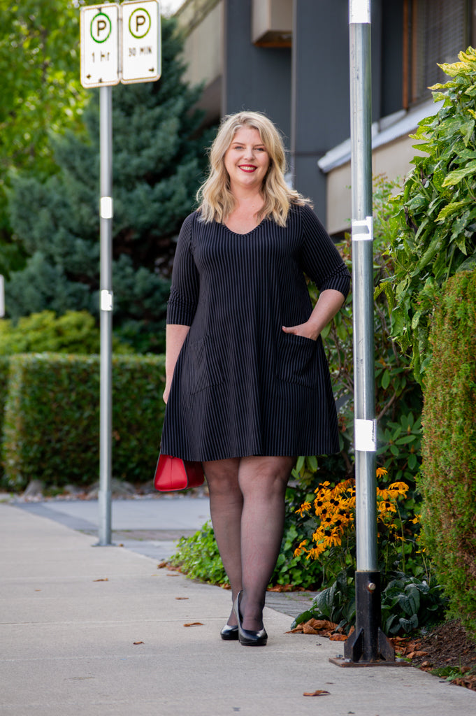Veronica Tunic, Blk/Grey Stripe, Bamboo