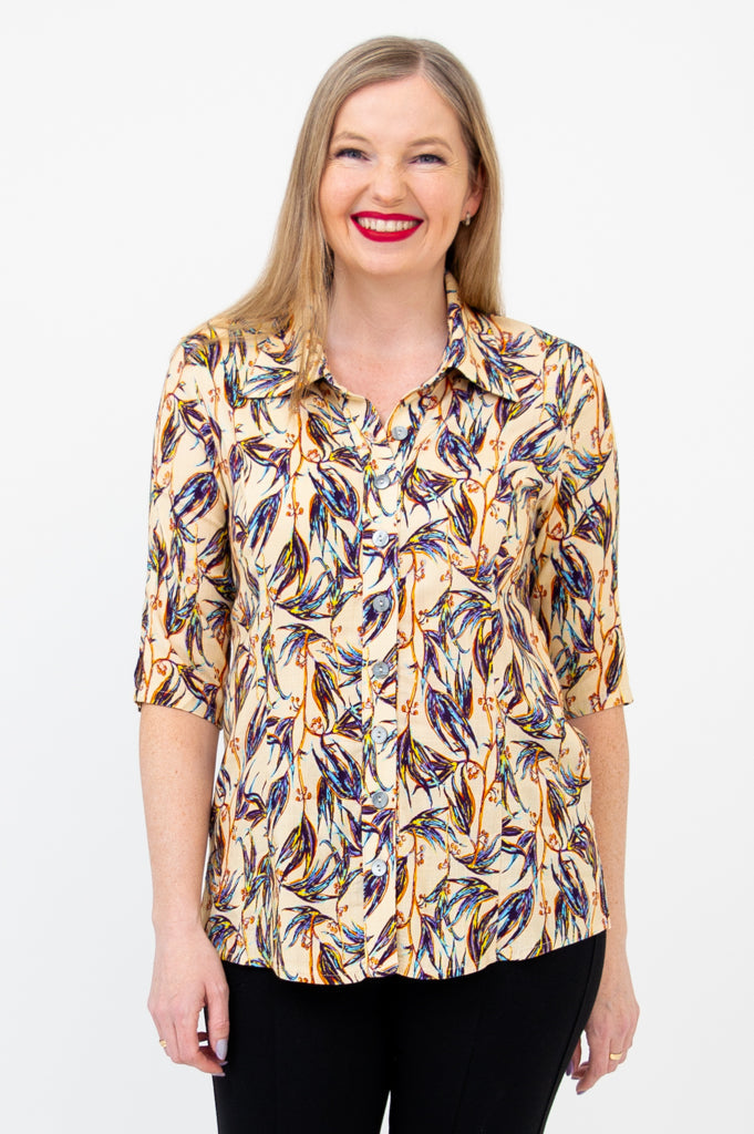 Lorine Blouse, Alma, Linen Bamboo - Final Sale