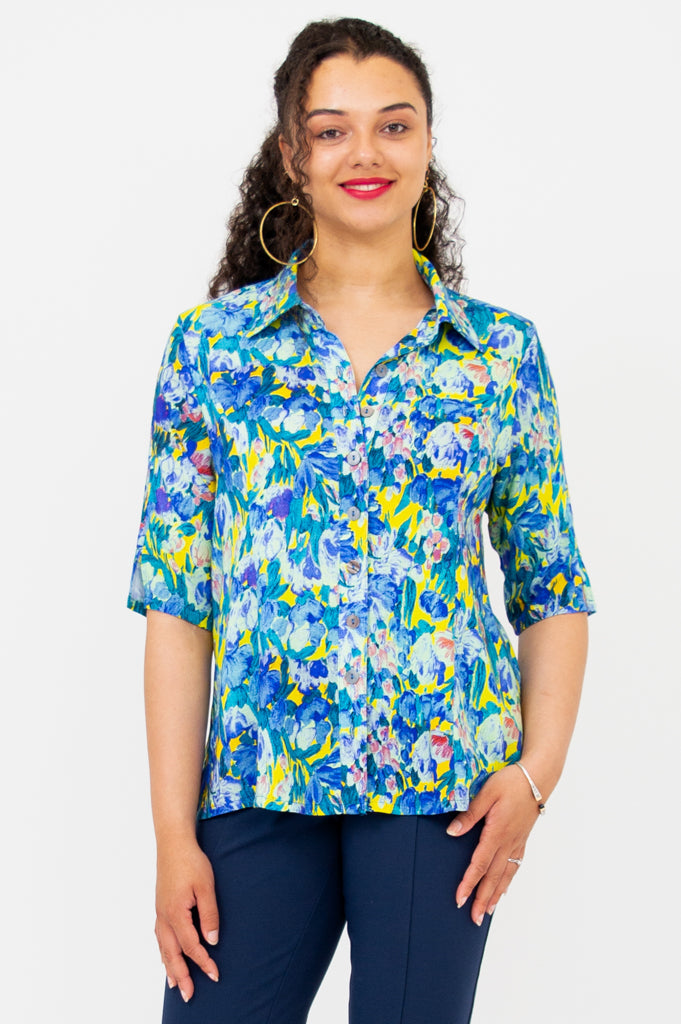 Lorine Blouse, Princeton, Linen Bamboo - Final Sale