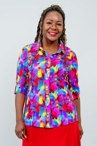 Lorine Blouse, Starburst, Linen Bamboo- Final Sale