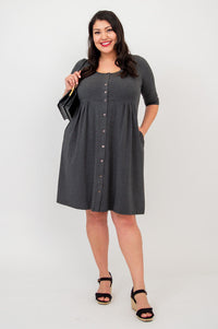 Nelly 3/4 Sleeve Dress, Graphite, Bamboo - Final Sale
