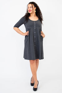Nelly 3/4 Sleeve Dress, Graphite, Bamboo - Final Sale