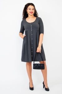 Nelly 3/4 Sleeve Dress, Graphite, Bamboo - Final Sale