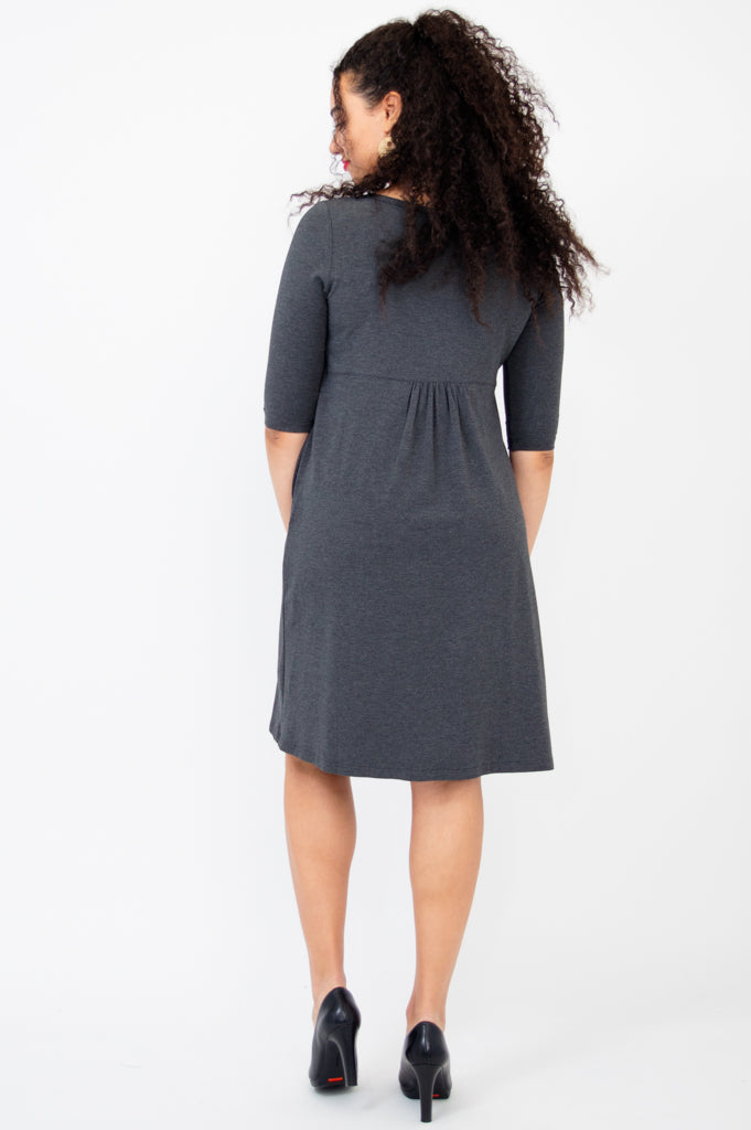 Nelly 3/4 Sleeve Dress, Graphite, Bamboo - Final Sale