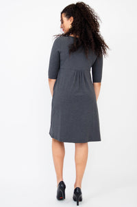 Nelly 3/4 Sleeve Dress, Graphite, Bamboo - Final Sale
