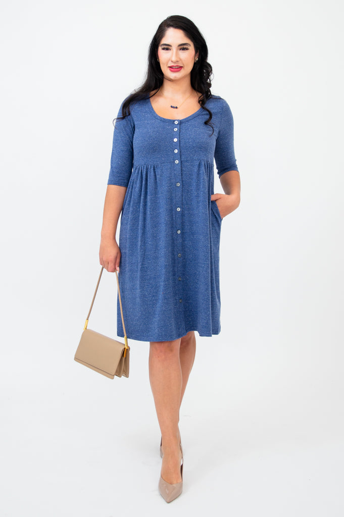Nelly 3/4 Sleeve Dress, Denim, Bamboo - Final Sale