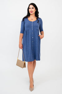 Nelly 3/4 Sleeve Dress, Denim, Bamboo - Final Sale