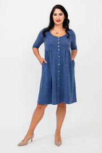 Nelly 3/4 Sleeve Dress, Denim, Bamboo - Final Sale