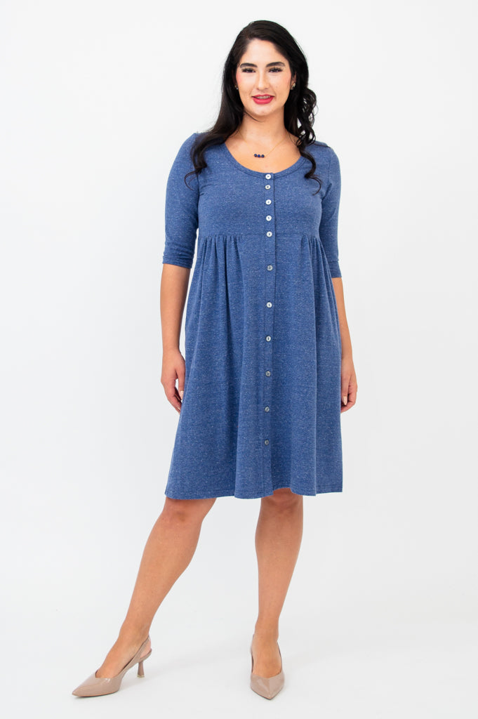 Nelly 3/4 Sleeve Dress, Denim, Bamboo - Final Sale