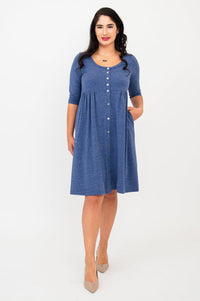 Nelly 3/4 Sleeve Dress, Denim, Bamboo - Final Sale