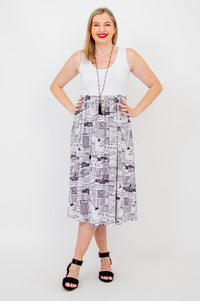 White Paloma Dress, French News, Linen Bamboo - Final Sale