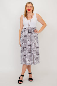 White Paloma Dress, French News, Linen Bamboo - Final Sale