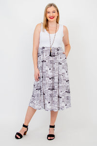 White Paloma Dress, French News, Linen Bamboo - Final Sale