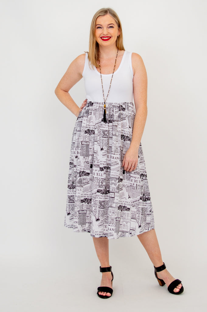 White Paloma Dress, French News, Linen Bamboo - Final Sale