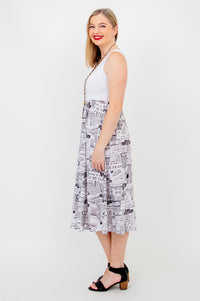 White Paloma Dress, French News, Linen Bamboo - Final Sale