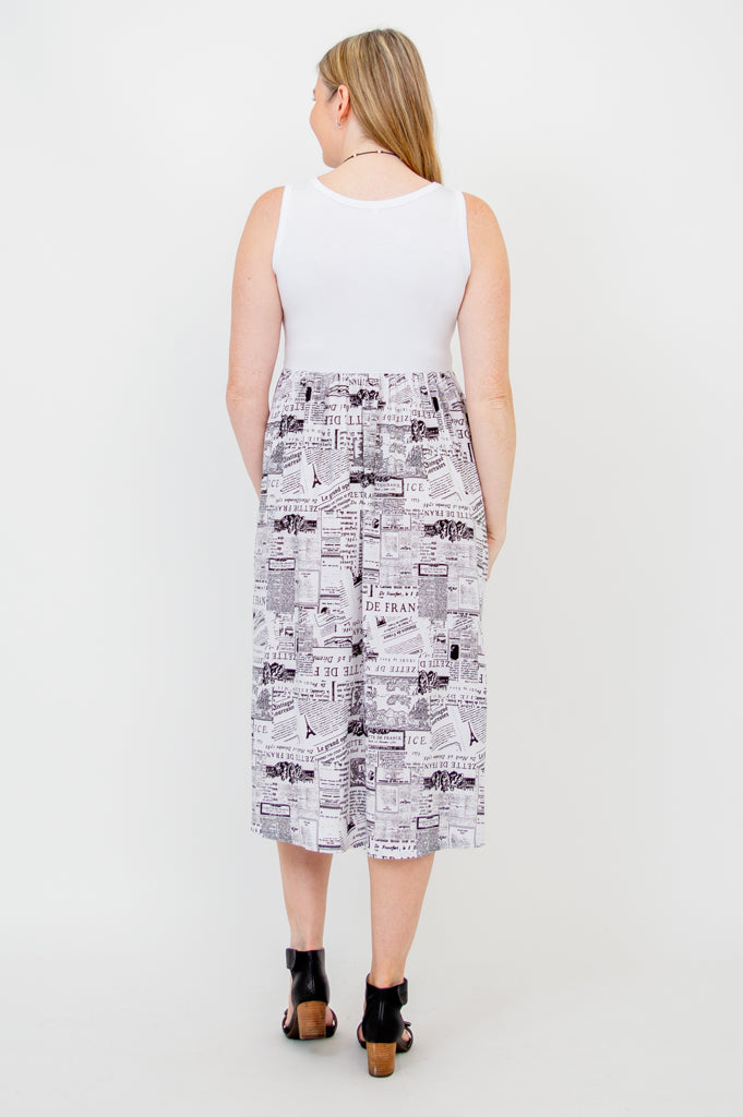 White Paloma Dress, French News, Linen Bamboo - Final Sale