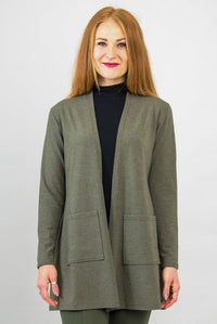 Pauline Jacket, Yarn Dye Khaki, Bamboo - Final Sale