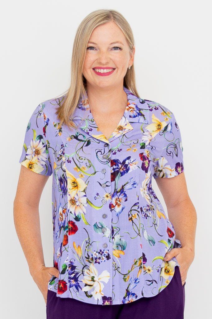 Samantha S/S Top, Lovalie, Linen Bamboo - Final Sale