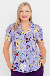 Samantha S/S Top, Lovalie, Linen Bamboo - Final Sale