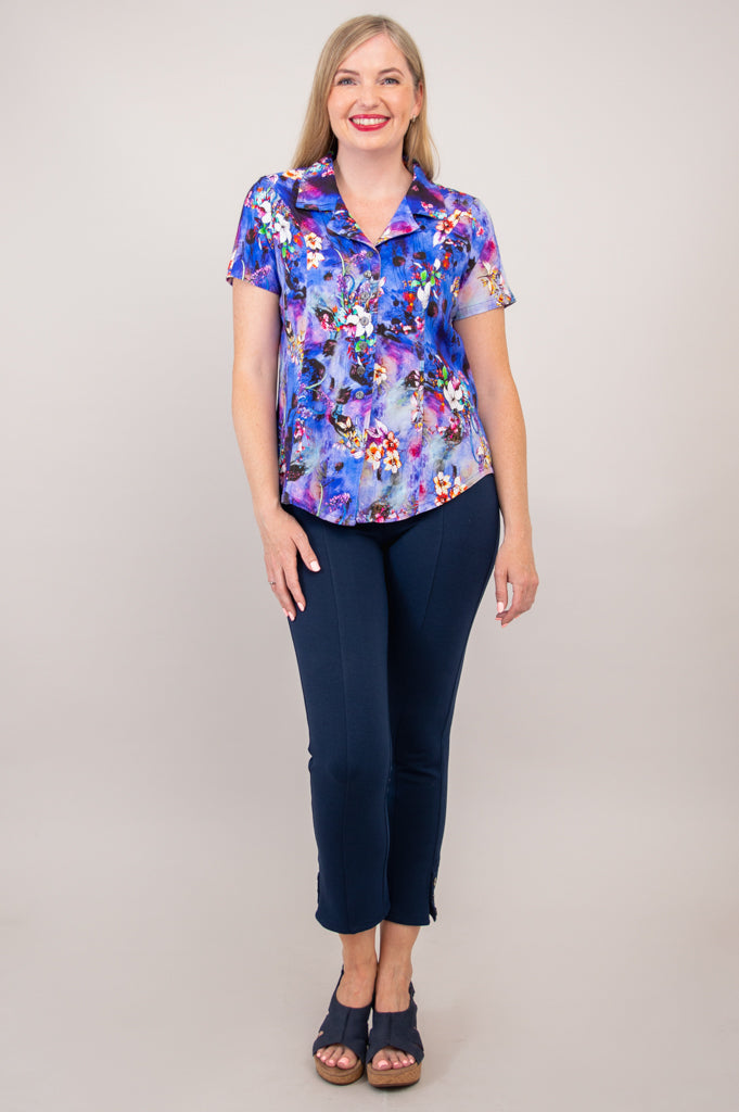 Samantha S/S Top, Vina, Linen Bamboo