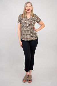 Samantha S/S Top, Voyage, Linen Bamboo - Final Sale