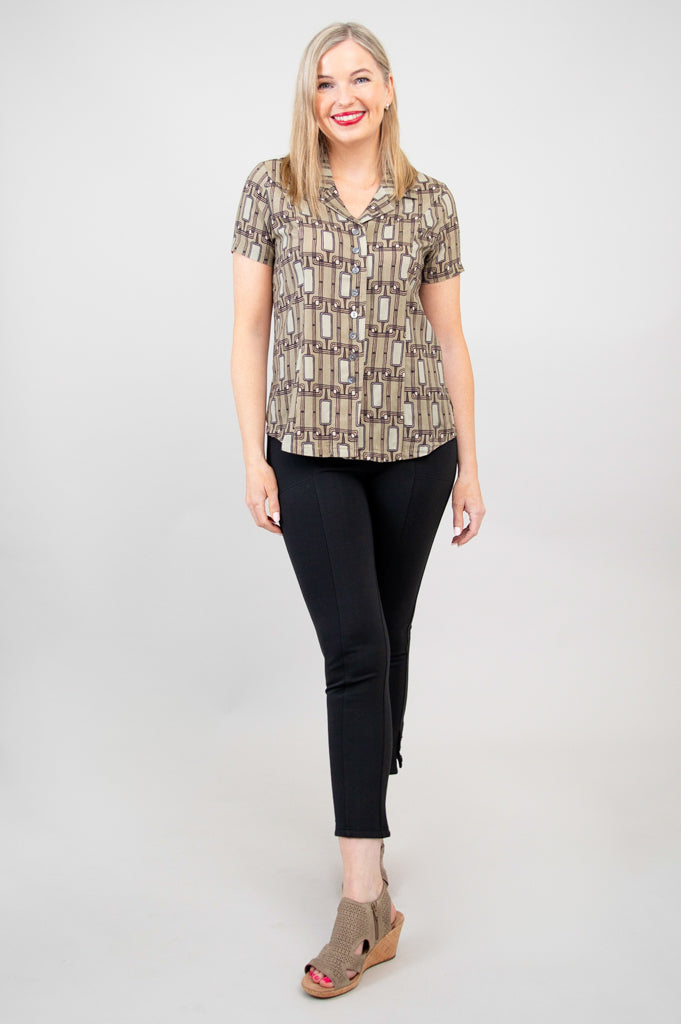 Samantha S/S Top, Voyage, Linen Bamboo - Final Sale