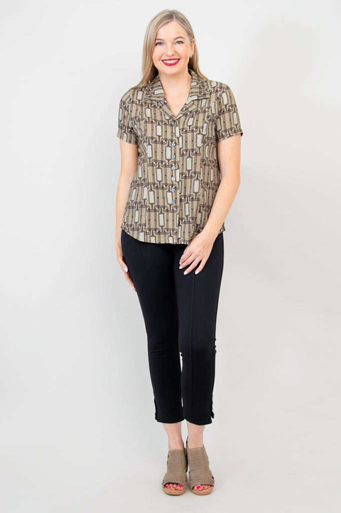 Samantha S/S Top, Voyage, Linen Bamboo - Final Sale