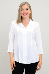 Samantha Blouse, White, Linen Bamboo