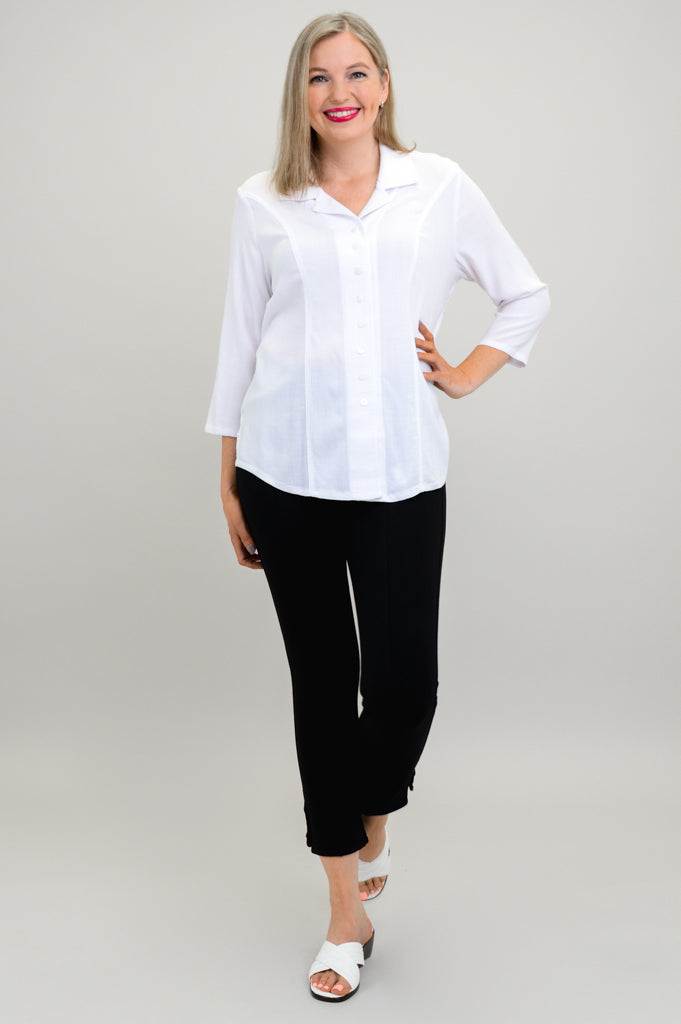 Samantha Blouse, White, Linen Bamboo