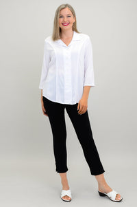 Samantha Blouse, White, Linen Bamboo