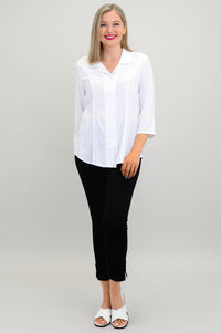 Samantha Blouse, White, Linen Bamboo