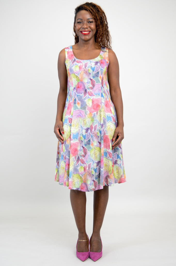 Sara Dress, Rosebud, Linen Bamboo- Final Sale