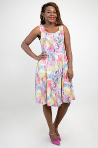 Sara Dress, Rosebud, Linen Bamboo- Final Sale