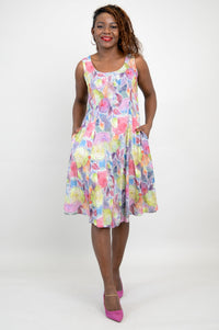 Sara Dress, Rosebud, Linen Bamboo- Final Sale