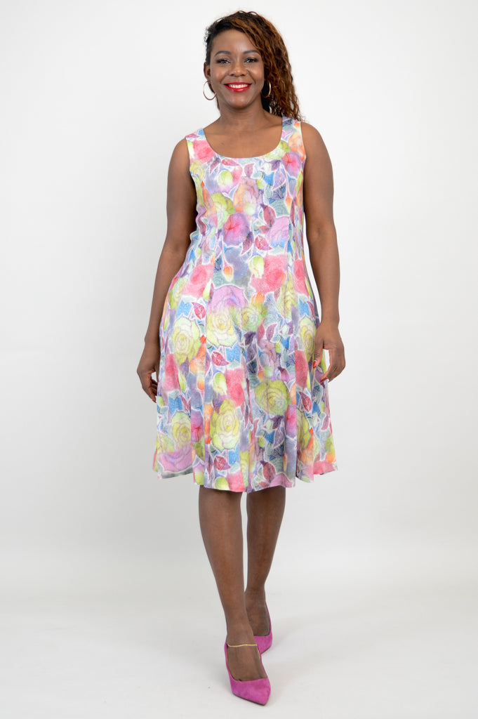 Sara Dress, Rosebud, Linen Bamboo- Final Sale