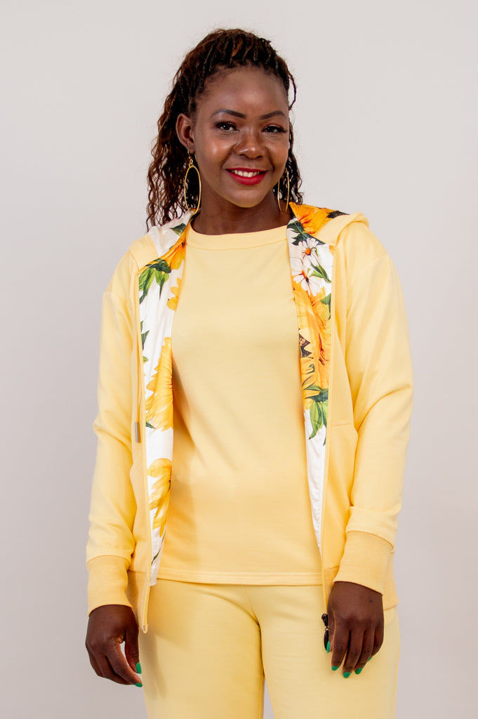 Sky Hoodie, Yellow, Cotton - Final Sale
