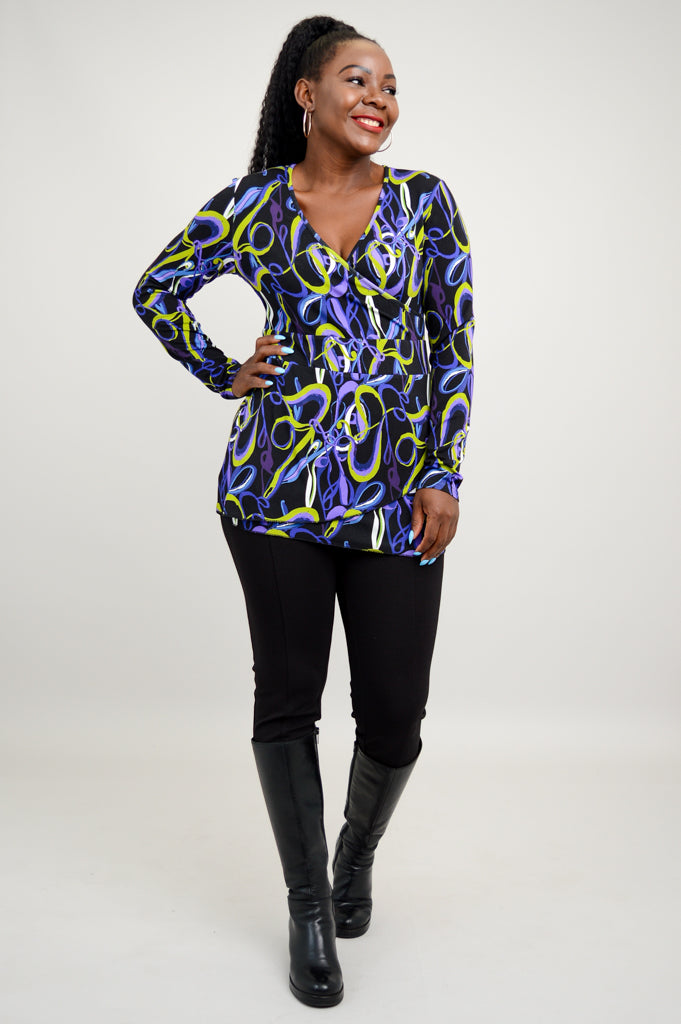 Suzanne L/S Top, Swiggle, Bamboo - Final Sale